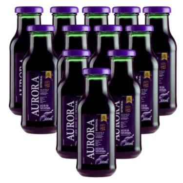 Imagem de Suco de Uva Integral 100% Suco Garrafa 300ml Kit c/12 Vinícola Aurora