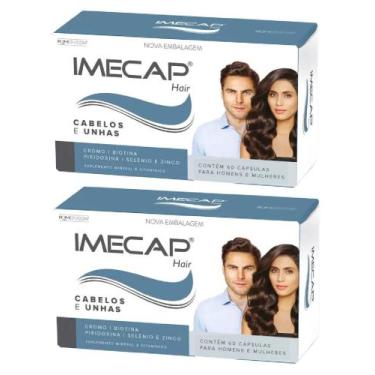 Imagem de Kit 2 Caixas Imecap Hair Cabelos E Unhas 60 Capsulas - Farmoquimica