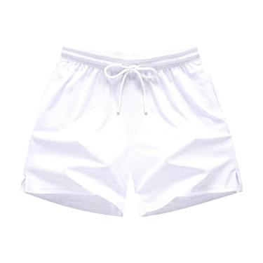 Imagem de YHEGHT Shorts masculinos casuais masculinos shorts esportivos moda casual shorts praia resort shorts shorts de praia shorts folgados, Branco, 3G