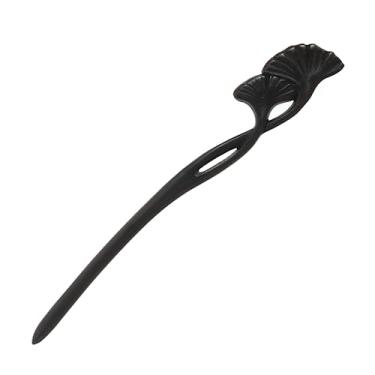 Imagem de Grampos de cabelo tradicionais pretos feitos à mão, estilo chinês, vintage, folhas de flores