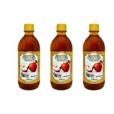 Imagem de Vinagre De Maçã 5% Acidez Orgânico 530ml Montes Verdes - Kit com 3 Unidades