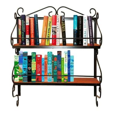 Imagem de Prateleira Para Livros de Ferro e Madeira Rústica Artesanal