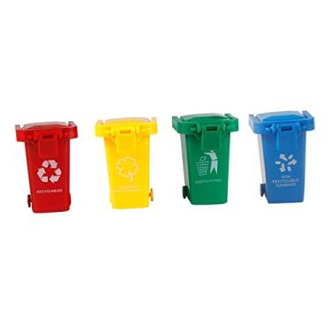 Imagem de Toyvian 4 Pcs Mini Lata De Lixo Brinquedos De Lixo Brinquedo De Jogo De Classificação De Lixo Lixeira De Veículo Na Calçada Carrinho Área De Trabalho Balde De Classificação Plástico Garra
