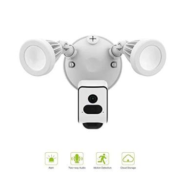 Imagem de 1080P 24W 2400lm Câmera Holofote AI Wireless WiFi Outdoor IP55 Smart Home Security System, Sensor de Movimento PIR, Streaming HD Live 2 Way Audio Sirene Alarme, Cloud Storage APP Alarme Push (Branco)