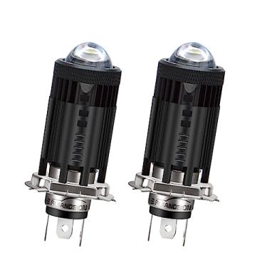Imagem de Ruiandsion 2 lâmpadas LED H4 para farol de motocicleta DC 8-24 V dupla cor branca + amarela super brilhante com ventilador de refrigeração e lente do projetor lâmpada LED de feixe alto/baixo para farol de motocicleta