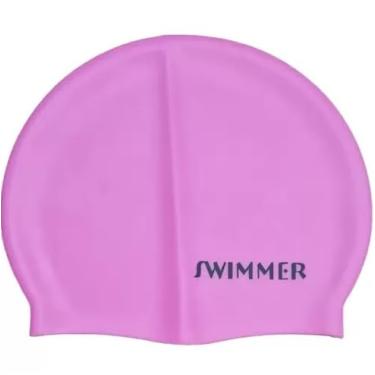 Imagem de Touca De Natação Silicone Lisa Impermeável Macia Confortável (Rosa)