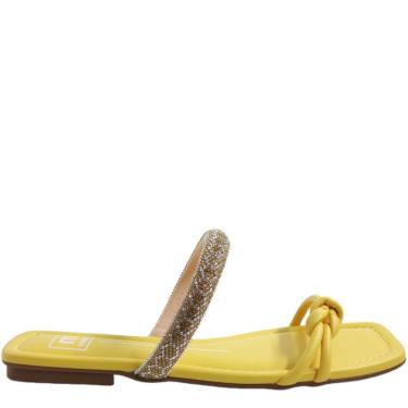 Imagem de Tamanco Rasteira Feminino Casual com Strass Bico Quadrado Moleca 5462.128
