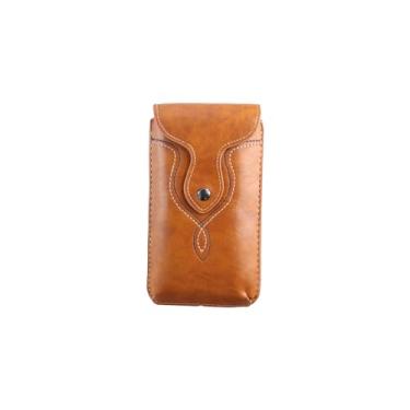 Imagem de Leadigol Coldre de telefone de couro PU, bolsa de cintura com gancho, capa universal com clipe de cinto, bolsa de cintura para cinto de corrida