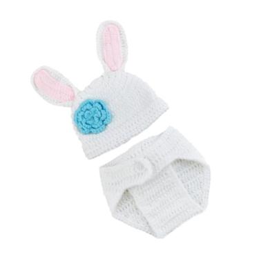 Imagem de Veemoon Traje De Bebê Roupas De Bebê Recém-nascido Adereços De Fotografia Newborn Adereços Recém-nascidos Traje De Fotografia De Bebê Recém-nascido Criança Pequena Tecer Branco Malhas