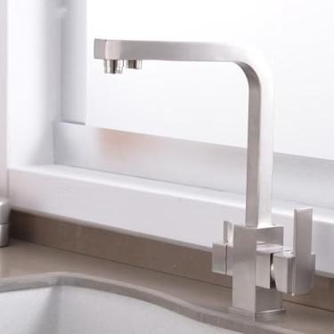 Imagem de Filtro torneira da cozinha de água potável fria e quente único furo cromo filtro pias cozinha deck montado torneira misturadora, 81048s, 1
