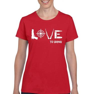 Imagem de Camiseta Love to Bang 2nd Amendment 2A Gun Right to Bear Arms Veteran Dont Tread on Me Camiseta feminina patriótica americana, Vermelho, XXG
