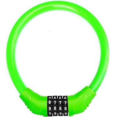 Imagem de Fechadura de cabo de bicicleta SPROUTER Fechadura de bicicleta com cabo de combinação, cadeado de bicicleta de código portátil com combinação de 4 dígitos cadeado de cabo de bicicleta leve, cadeado de bicicleta anti-roubo para bicicleta de montanha de bicicleta infantil, diâmetro de 12 cm, verde