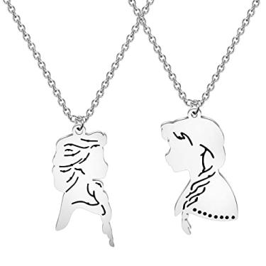 Imagem de KEYCHIN Colar Elsa e Anna Frozen Sisters Presentes Frozen Princess Pendent Jewelry For Women Girls, Large, Aço inoxidável, aço inoxidável