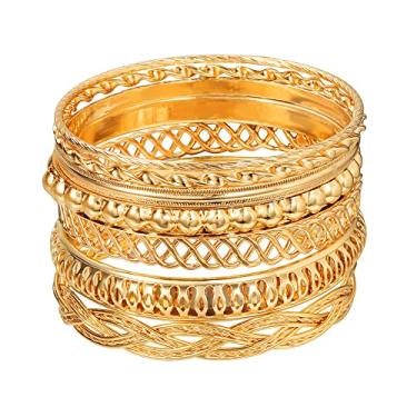 Imagem de COLORFUL BLING 5-12 pulseiras indianas boho para mulheres meninas torcidas grossas empilháveis pulseiras joias algemas casamento conjunto de pulseiras lisas, Metal, Liga metálica.