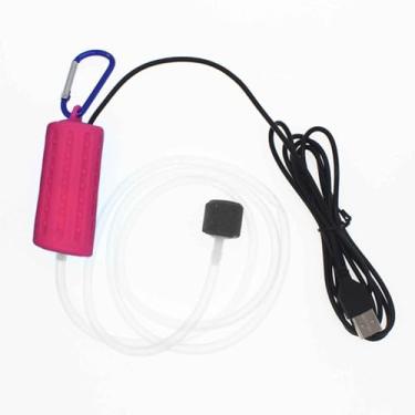 Imagem de Bomba de ar USB para tanque de peixes, bomba de ar para aquário, mini mangueira silenciosa para infláveis, movimento de cobre silencioso para pesca ao ar livre (7 x 3 cm, rosa)