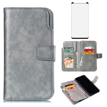 Imagem de Asuwish Capa de telefone para Samsung Galaxy S9 Capa carteira com protetor de tela de vidro temperado flip porta-cartão de crédito slot suporte bolsa fólio bolso acessórios móveis celular celular S 9