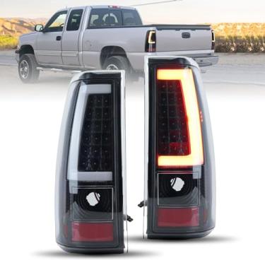 Imagem de Clidr Luz traseira de LED compatível com Chevy Silverado 2003-2006 1500 2500 3500 preto LED tubo traseiro conjunto de pares de lâmpadas de freio tipo C