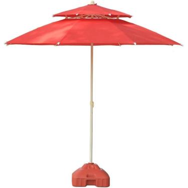 Imagem de Guarda-sóis de 9' para praia/piscina/jardim/pátio Guarda-chuva de topo duplo, resistente à água/UV Mercado Guarda-chuva de mesa ao ar livre Guarda-sol ao ar livre Guarda-sol ao ar livre, Röd