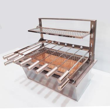 Imagem de Laurindos Kit Braseiro Inox Tijolo Refratário Suporte Flutuante 60x34