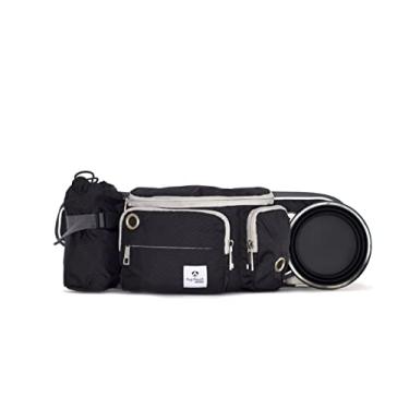 Imagem de Bolsa de petisco para cães com suporte para cocô – Mochila de treinamento resistente à água com tigela dobrável e suporte de garrafa – Pochete preta grande para caminhadas e caminhadas com cães