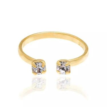 Imagem de Anel banhado ouro 3x 24k 18k e 22k feminino falange com pedra rommanel