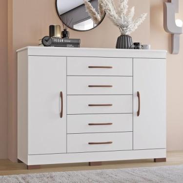 Imagem de Comoda Elegance Tuboarte 5 gavetas e 2 portas 100% em MDF, Branco