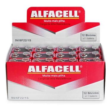 Imagem de Bateria 9V Comum Alfacell Caixa Com 12 Uni Blister Violão Microfone La