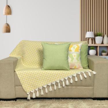 Imagem de Kit Manta Xale Sofá Páscoa Com 3 Capas de Almofada Coloridas - MUMUDEC