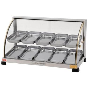 Imagem de Estufa vitrine aquecedora de salgados 10 bandejas dupla 220v - Marches