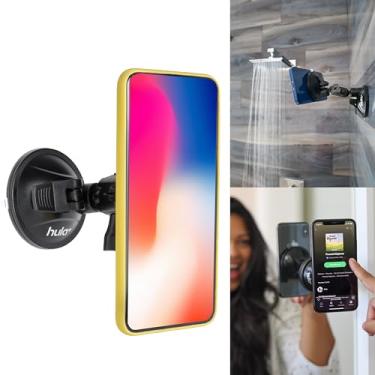 Imagem de hula+ Suporte de telefone portátil, suporte reutilizável para chuveiro, espelho, cozinha, janela e banheiro, rotação ajustável para conteúdo, TikTok, Instagram, filmes, música (sucção dupla)