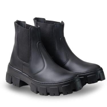 Imagem de Bota Coturno sem Cadarço Feminino de Couro Sola Tratorado - Zarato, Pr