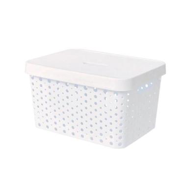 Imagem de Caixa Organizadora Trama Rattan 17l Usual Utilidades, Branco