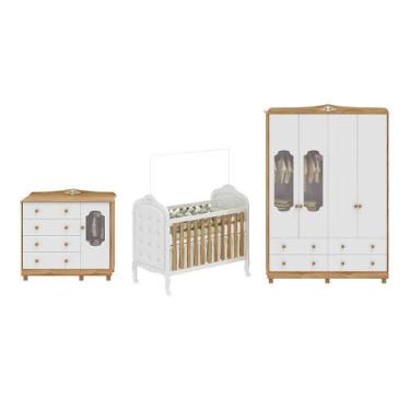 Imagem de Quarto De Bebê Guarda Roupa Berço Cômoda 100%Mdf Elô Noah Móveis Perob