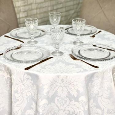 Imagem de Toalha de Mesa Jacquard Redonda para Festas Buffet Eventos - MUMUDECOR