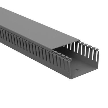 Imagem de Canaleta Pvc 80x50x2000mm Recorte Aberto Cinza - ENERBRAS, Cinza