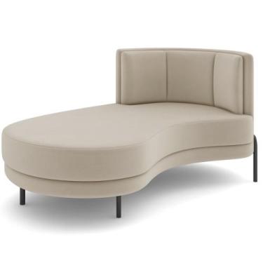 Imagem de Chaise Longue Divã 164cm Braço Direito Logus D06 Veludo Bege - Mpozena