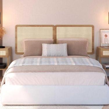 Imagem de Cabeceira Cama Casal 160cm com Aplique de Tela Sintética - Artesano Q,