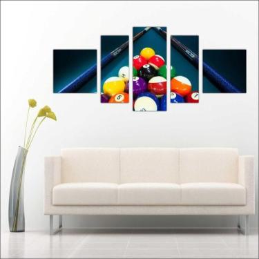 Imagem de Quadro Decorativo Sinuca Bilhar Salas De Jogos Mosaico 5 Peças TT6 - V