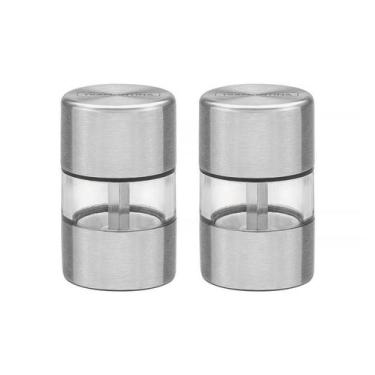 Imagem de Conjunto de moedores para sal e pimenta aço inox e acrílico c/ moinho 