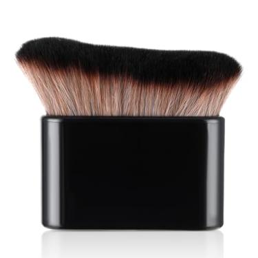 Imagem de Molain Escova autobronzeadora, pincel Kabuki grande para o corpo, pincéis de maquiagem bronzeador sem sol, pincel de maquiagem facial para base, blush, sombra, bronzeador (preto)