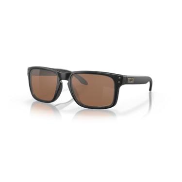 Imagem de Oakley Óculos de sol Holbrook armação preta fosca com lente polarizada Prizm Tungsten, Cinza fosco fumê, One Size