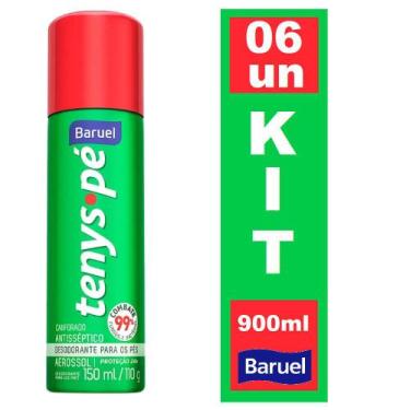 Imagem de Kit 6 Desodorante Antisséptico Aerossol p Pés Tenys Pé 150ml - Baruel