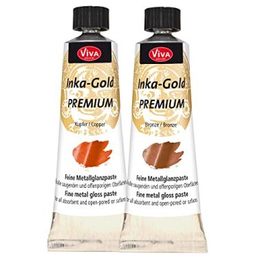 Imagem de Viva Decor Inka Gold Premium 2 x 40 g – Coleção GOLDEN SHINE – Cera dourada e acabamento metálico para efeitos brilhantes em madeira, tela, argila, concreto, secagem rápida, para efeitos de pátina