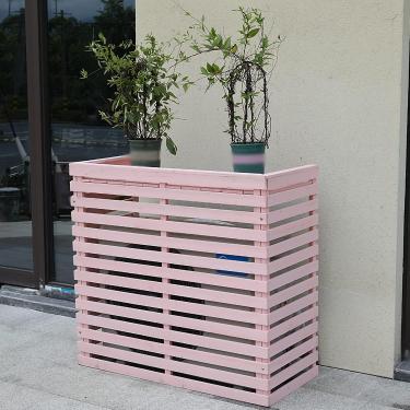 Imagem de Cobertura de ar condicionado de madeira Estrutura de ar condicionado, tampa de ar condicionado de madeira maciça, varanda decorativa de prateleira de flores, anfitrião externo ao ar livre, c