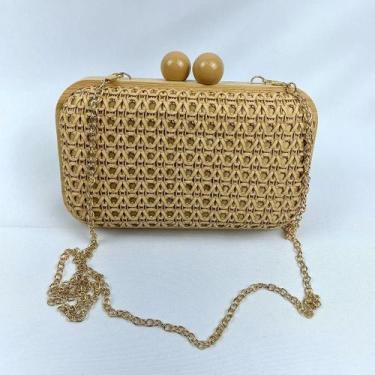 Imagem de Bolsa Clutch Textura Palha Com Alça de Ombro Tranversal Festa Casament