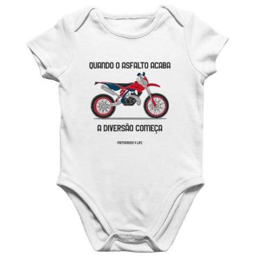 Imagem de Body Bebê Algodão Motocross 4 Life - Foca na Moda, Branco, M