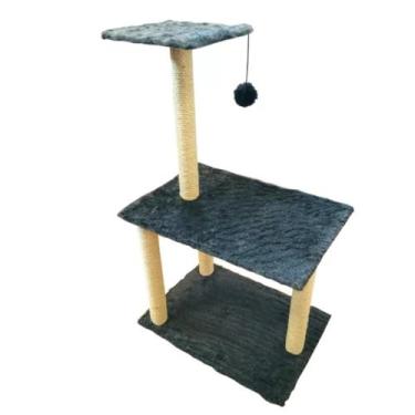 Imagem de Arranhador Para Gatos Poste Sisal 3 Bases Brinquedo Bolinha - Apiario 