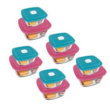 Imagem de Jogo 10 Potes Quadrado Vidro 300ml 500ml Marinex Nadir