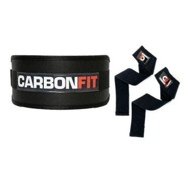 Imagem de Cinturão Cinto e strap fita kit musculação cinto de Fivela e Par de St