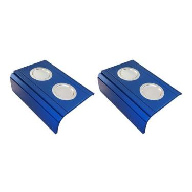 Imagem de Kit 02un Esteiras Para Braço De Sofá Azul Bic Com Porta Copos Alumínio